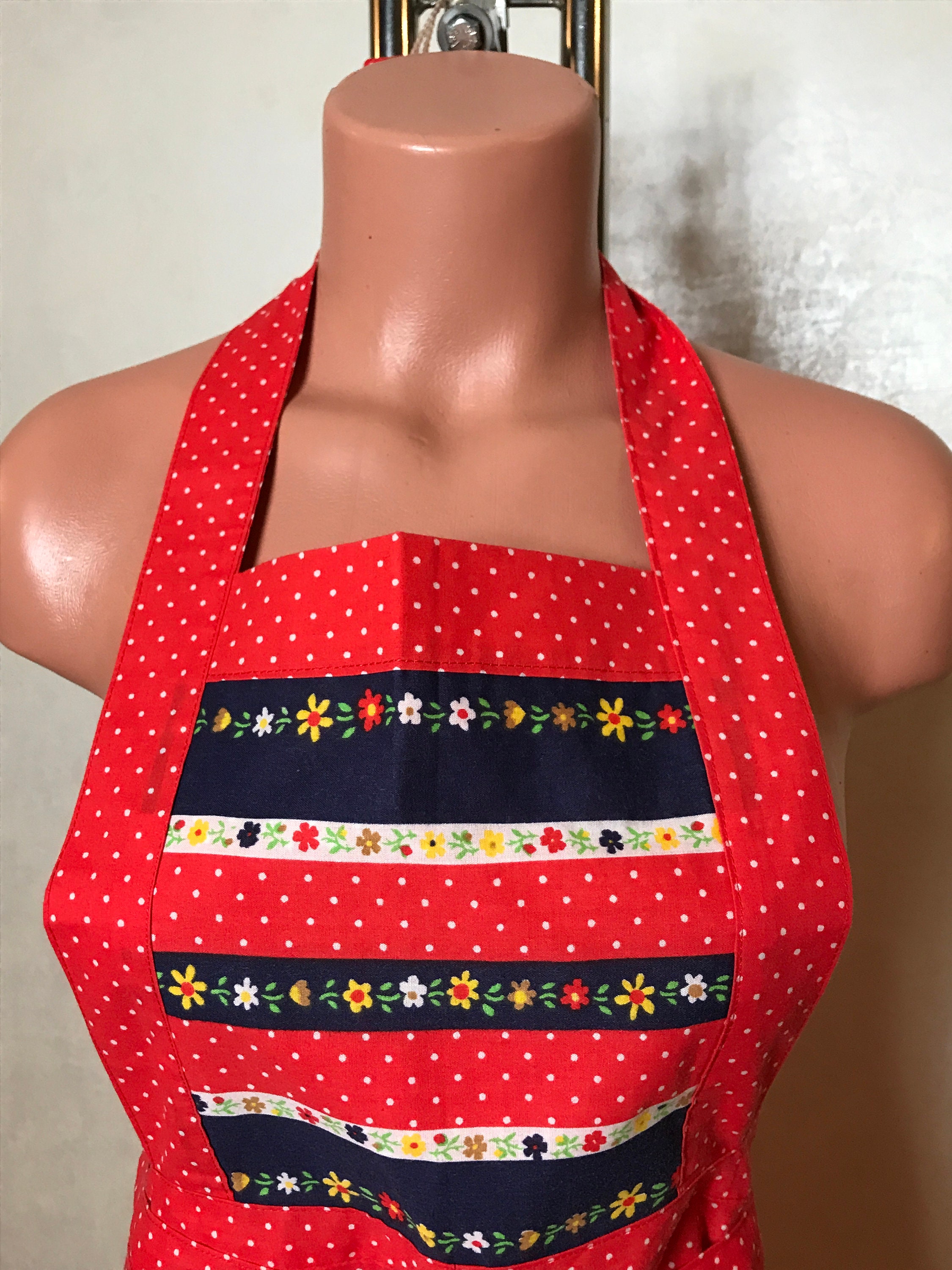 Vintage Apron Type Dress Red With White Polka Dot Print With - Etsy