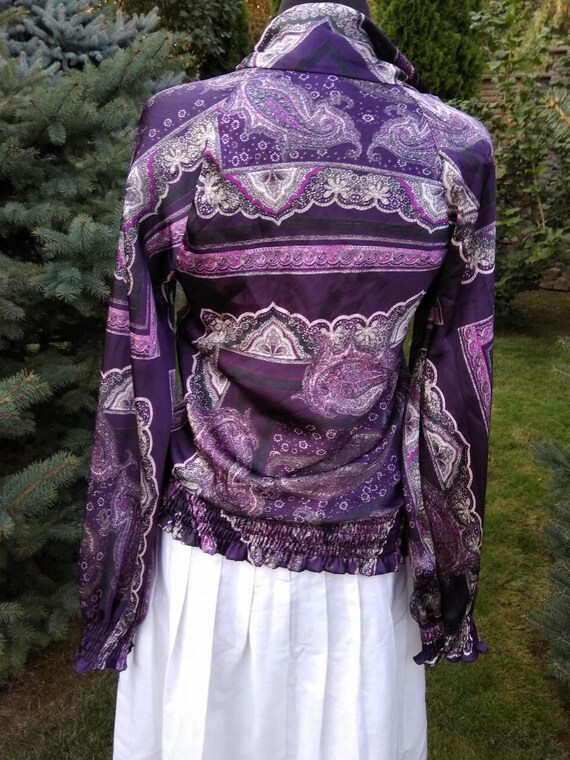 Purpe vintage 90s blouse, EXTRA small size, ethni… - image 4