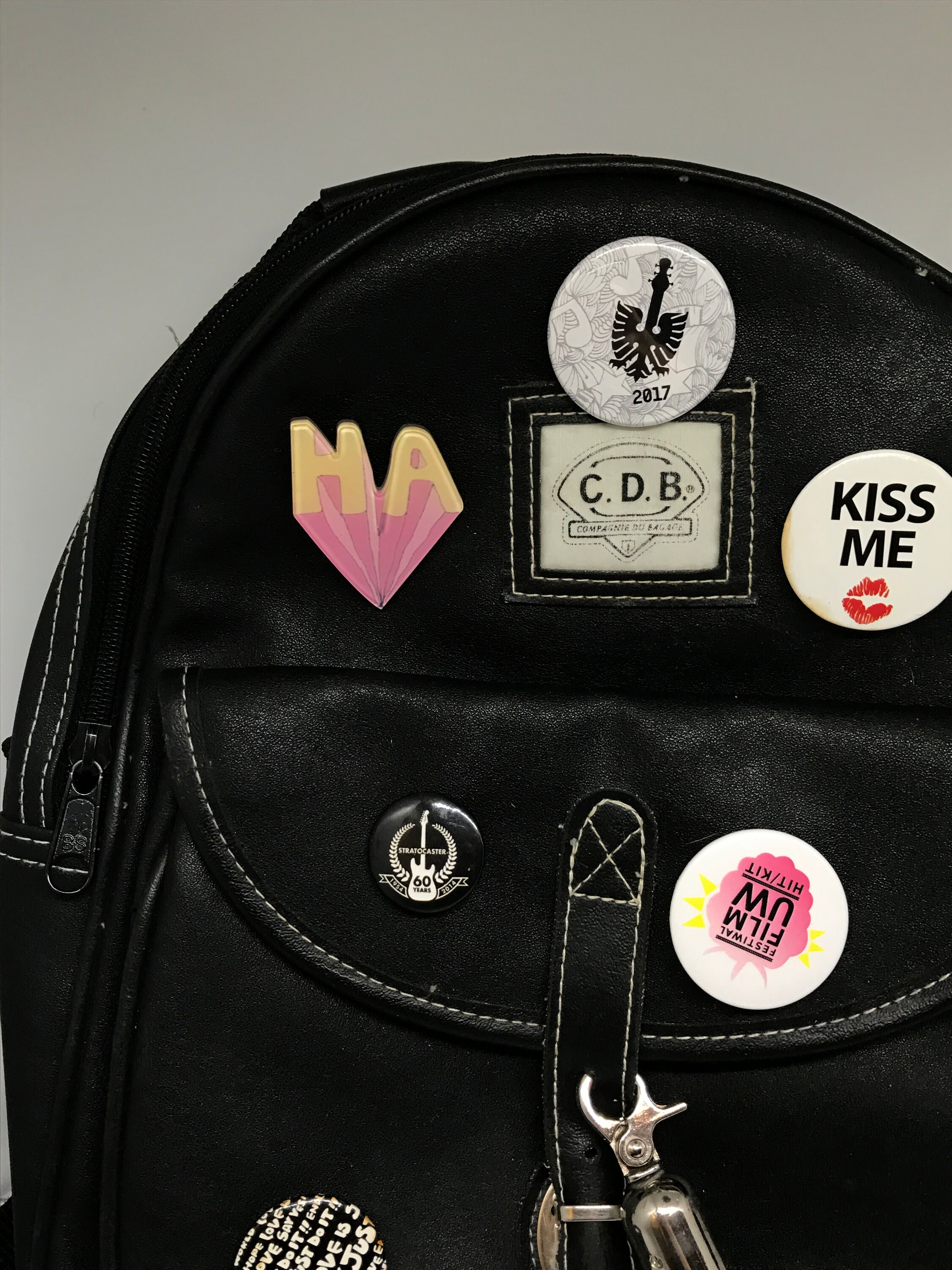 Small Vintage 90s Backpack, Black Artificial Leather