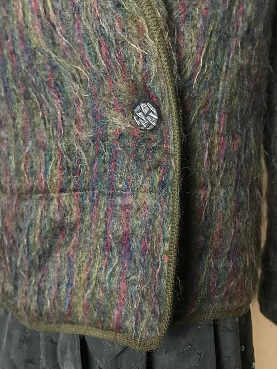 Women's vintage 80s jacket, wool and viscose, flu… - image 3