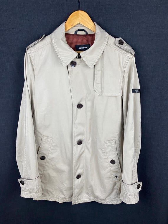 Strellson Vintage Men's Light Beige Trench Coat Jacket Lined Size - Main Image