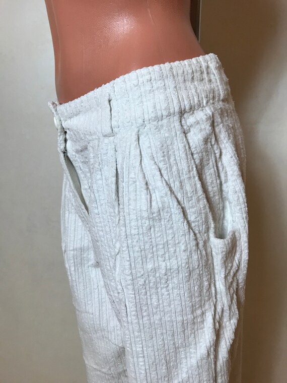 White vintage 80s womans pants, cotton fabric, co… - image 3