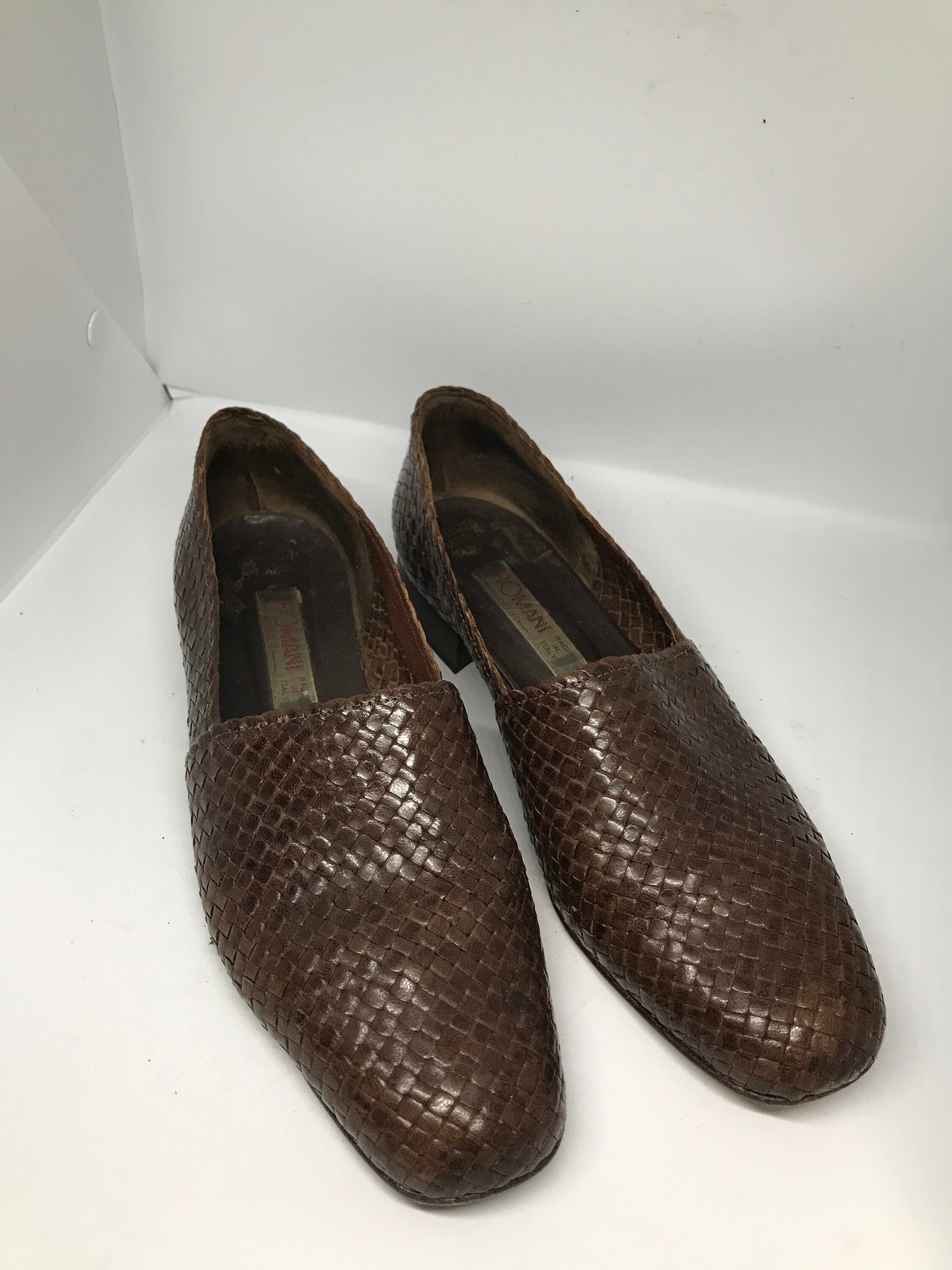Brown Vintage 90s Unisex Loafer Shoes Interwoven Leather Etsy