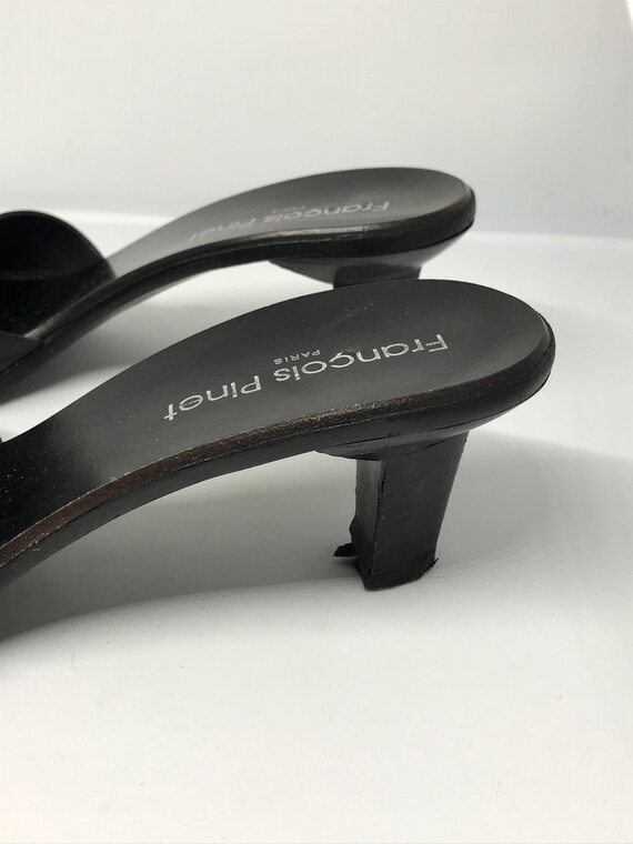 Vintage 80s sandals shoes, black leather shoes, s… - image 7