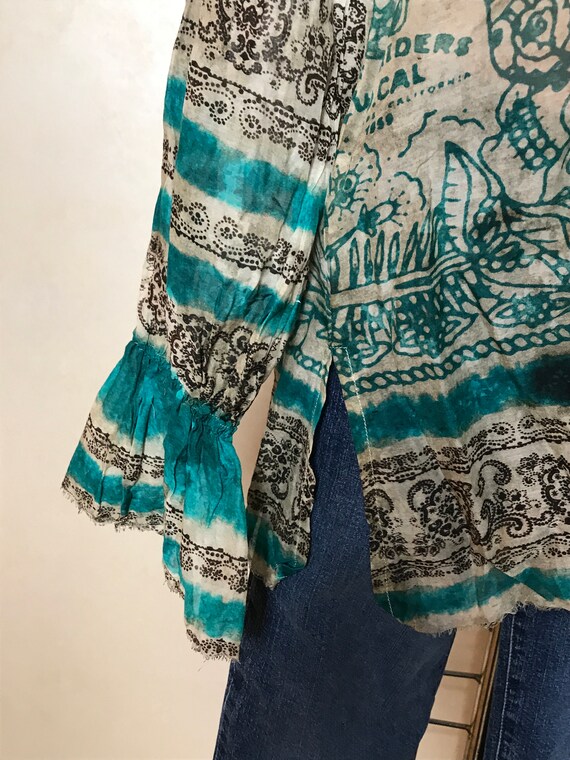Tribal Crinkle Gauze Embroidered Lace Trim Sleeveless Blouse main image 0