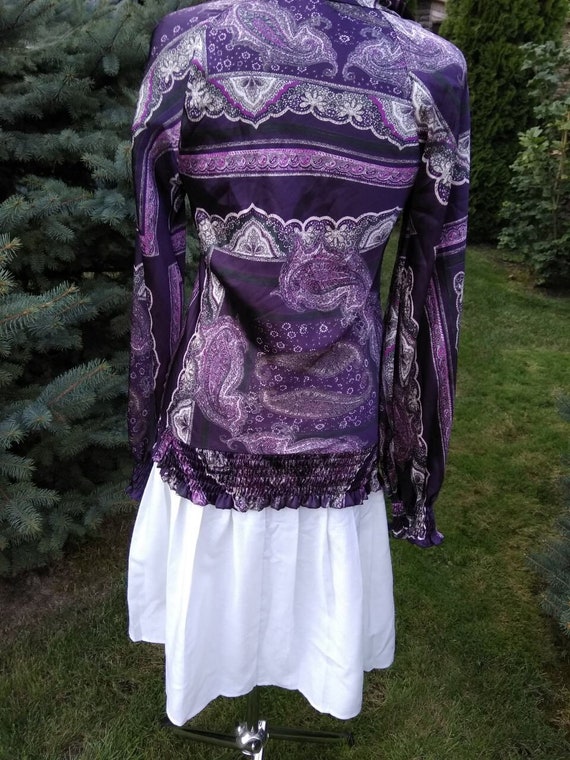 Purpe vintage 90s blouse, EXTRA small size, ethni… - image 3