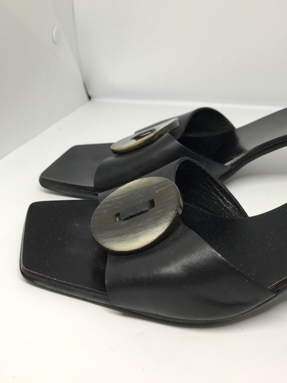 Vintage 80s sandals shoes, black leather shoes, s… - image 6