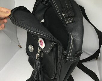 Small Vintage 90s Backpack, Black Artificial Leather, Women's Backpack, Adjustable Straps, Grunge Style, Two Compartments - Etsy Small Vintage 90s Backpack, Black Artificial Leather, Women's Backpack, Adjustable Straps, Grunge Style, Two Compartments - Etsy