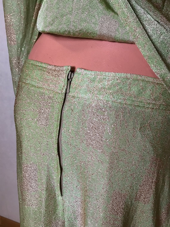 Vintage 70s dress, three piece set, green beigem … - image 10