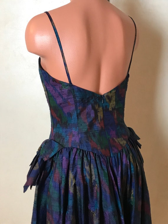 Silk vintage 80s dress, medium size, fit and flar… - image 8