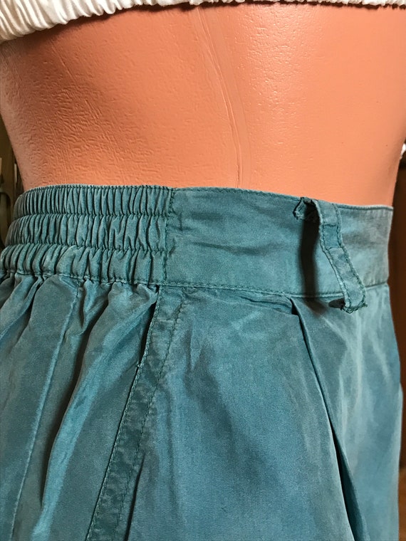 Silk vintage 80s shorts, unisex shorts, blue fabr… - image 7