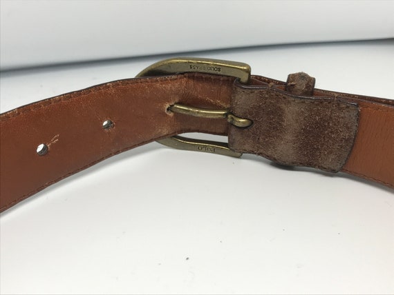 Vintage 80s belt, brown suede leather belt, unise… - image 6