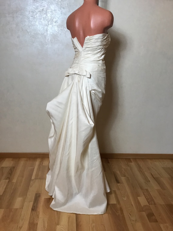 Wedding silk dress, trail back, strapless dress, … - image 6