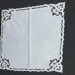Vintage Textiles Collection: 80s Gauze Fabric, Red Plaid Cotton, 70s Lace Handkerchief, 80s Lanvin Scarf 'M' Lace Kerchief