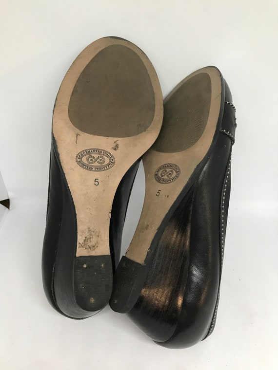 Vintage 90s wedge shoes, Clarks,  black leather m… - image 9