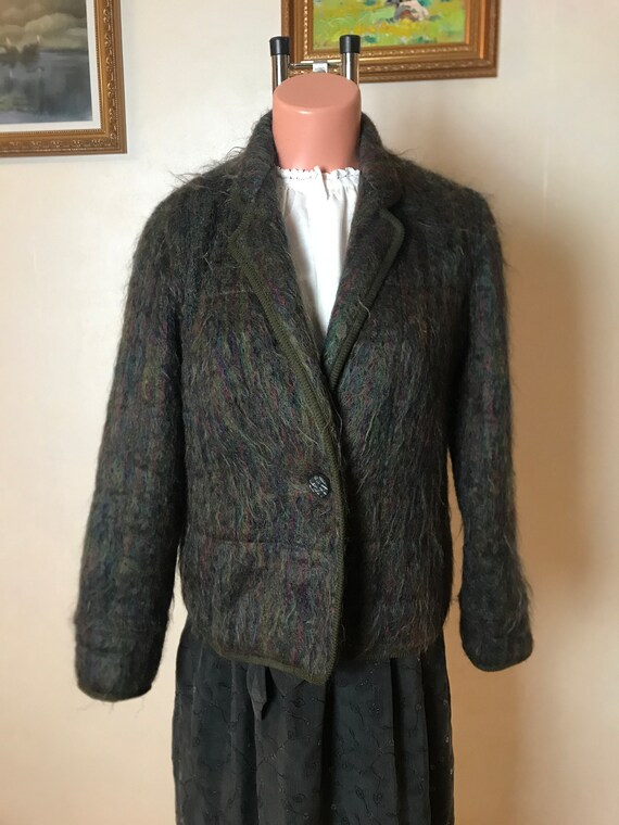 Women's vintage 80s jacket, wool and viscose, flu… - image 6