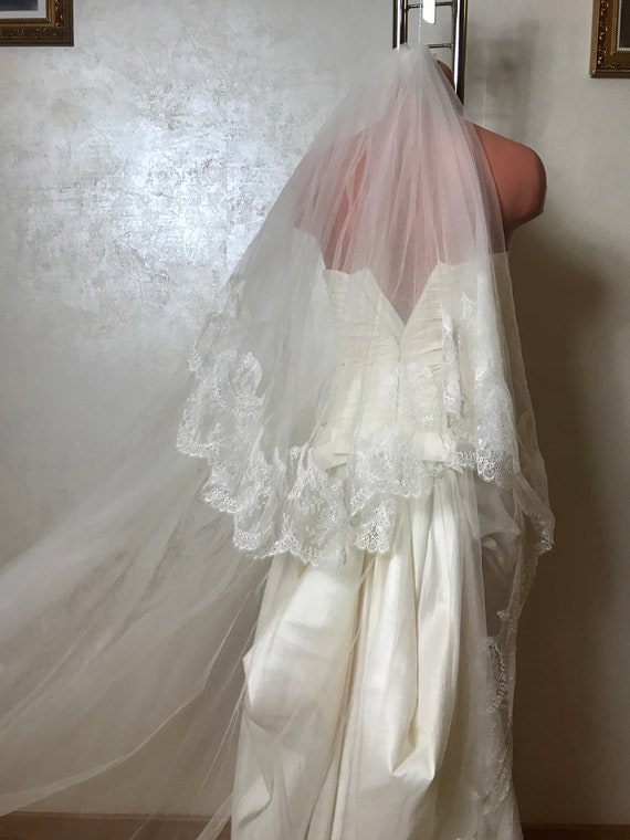 Wedding silk dress, trail back, strapless dress, … - image 4