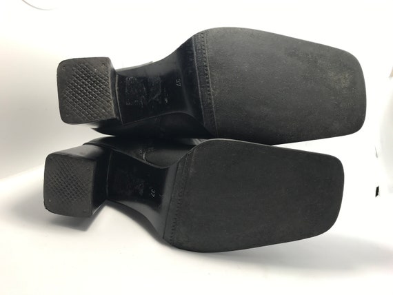Black 80s Women's Shoes, Leather Material, Size 37, Ankle