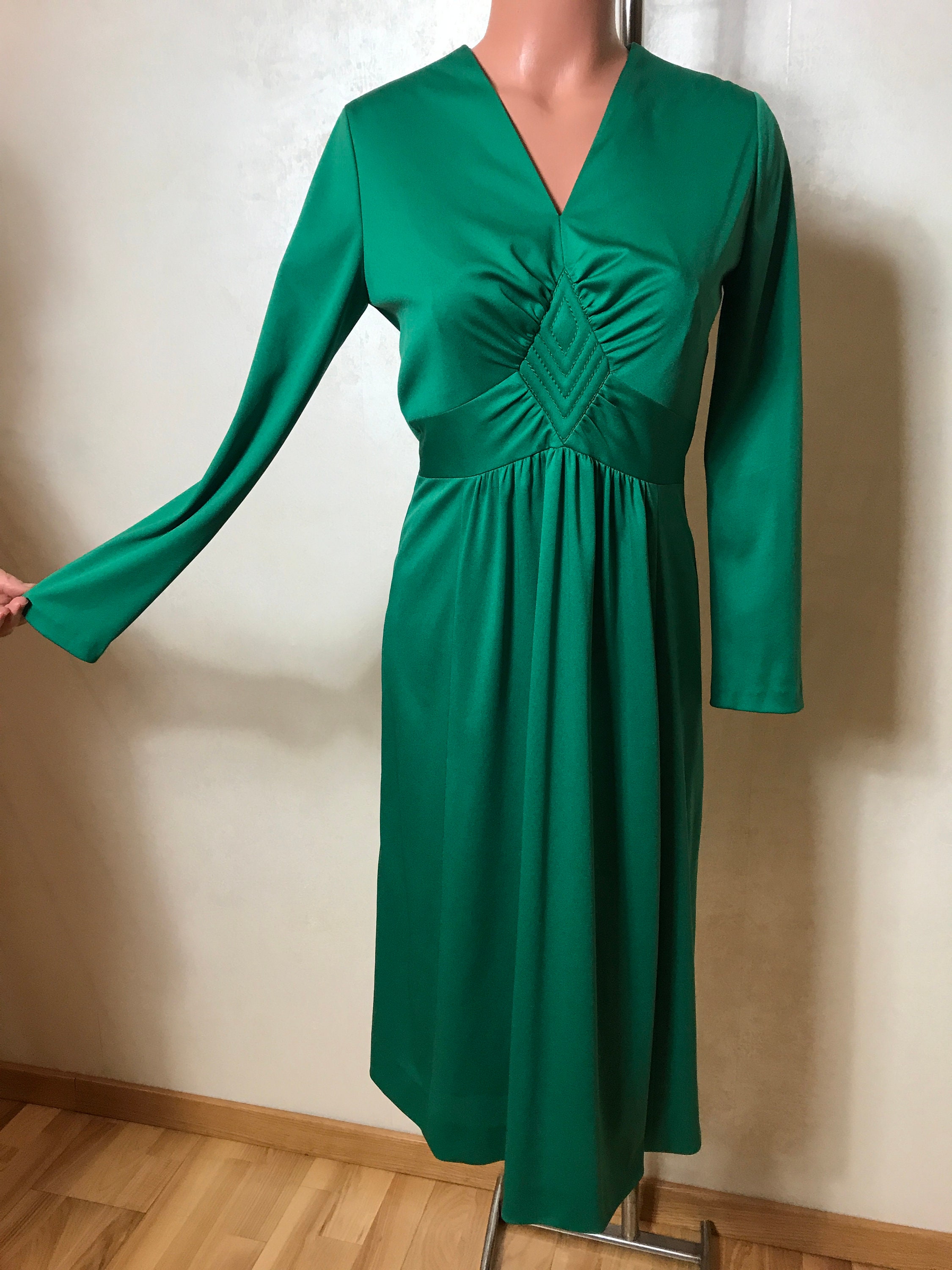 Green Vintage 90s Dress Small-medium Size Long Sleeves - Etsy