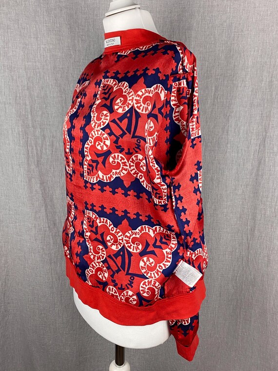 Vintage Valentino Red & Blue Silk Bomber Jacket - Made in Italy