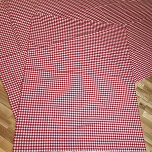 Vintage Textiles Collection: 80s Gauze Fabric, Red Plaid Cotton, 70s Lace Handkerchief, 80s Lanvin Scarf Red Plaid (2 Pcs)