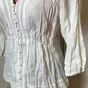 Vintage Blouse Collection: 60s Embroidered, Red Silk Beaded, Cupro Print, Dirndl Top. Size M image 19