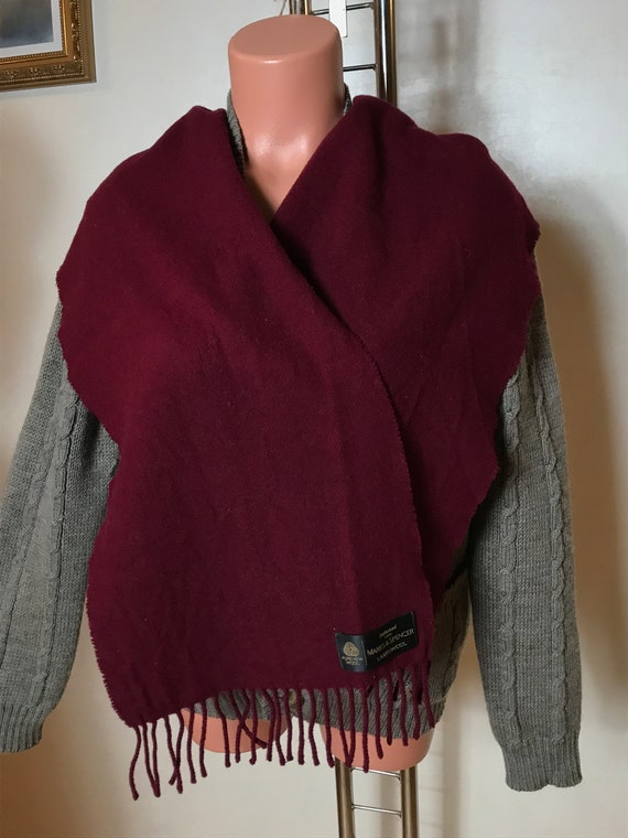 Burgundy vintage 90s scarf, wool fabric, long sca… - image 5