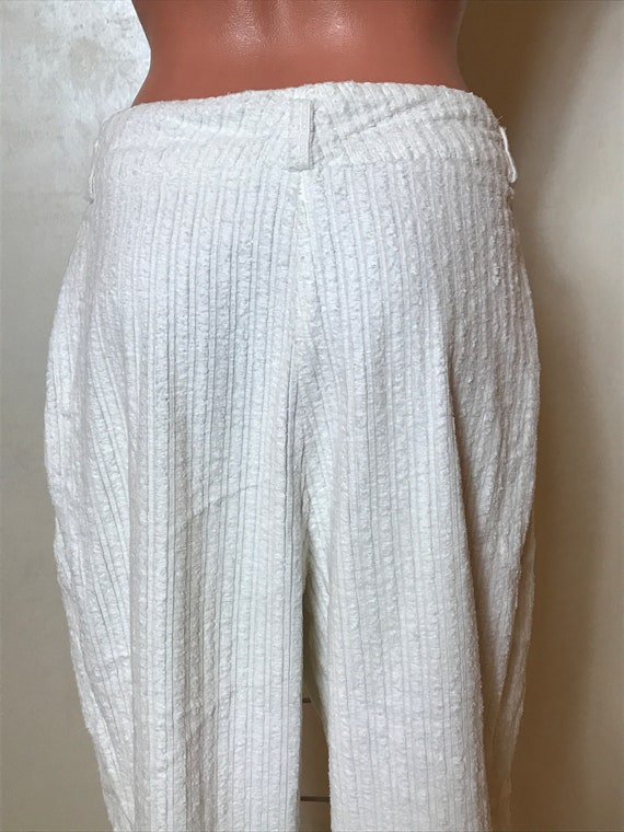 White vintage 80s womans pants, cotton fabric, co… - image 7