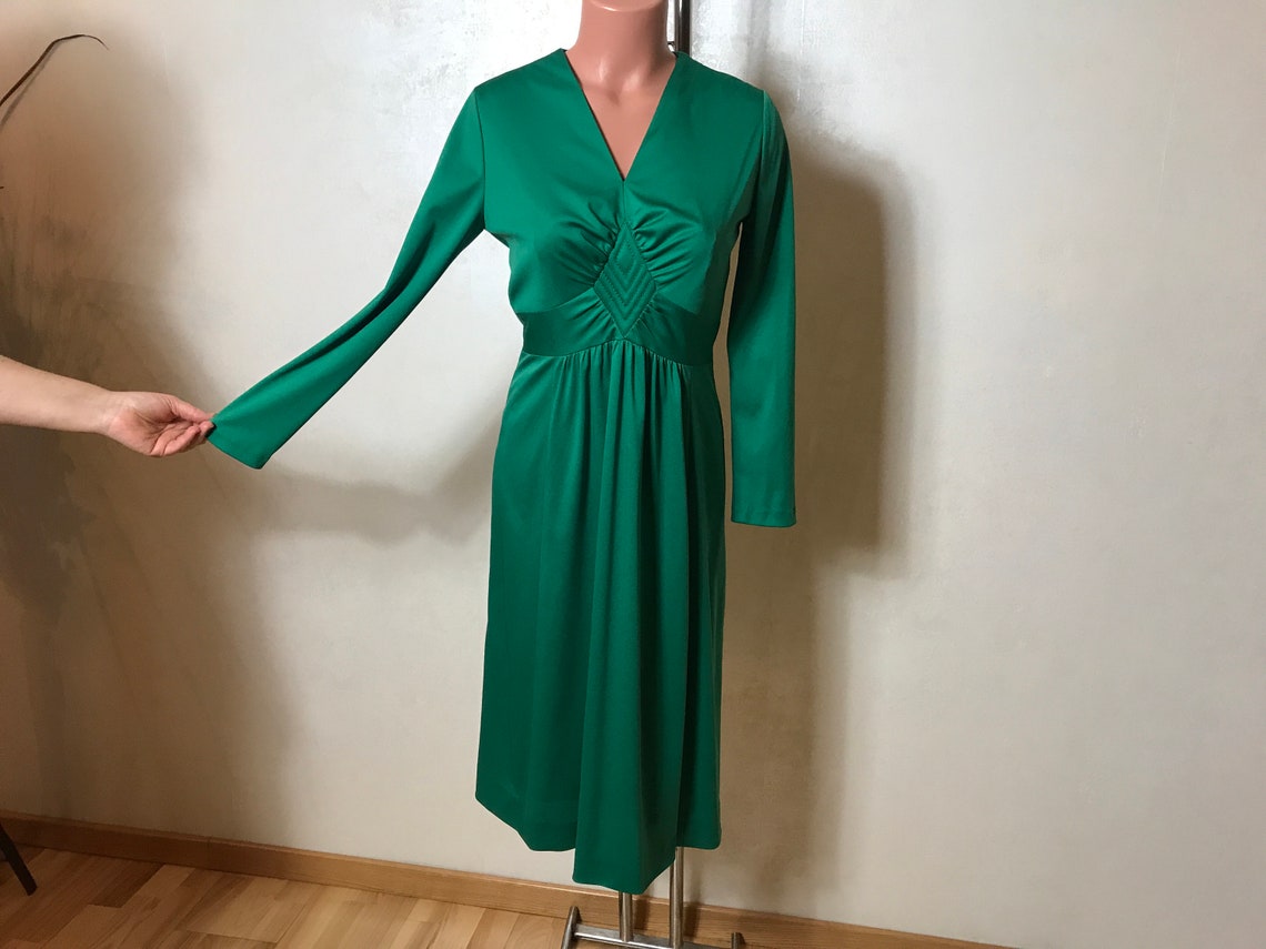 Green Vintage 90s Dress Small-medium Size Long Sleeves - Etsy