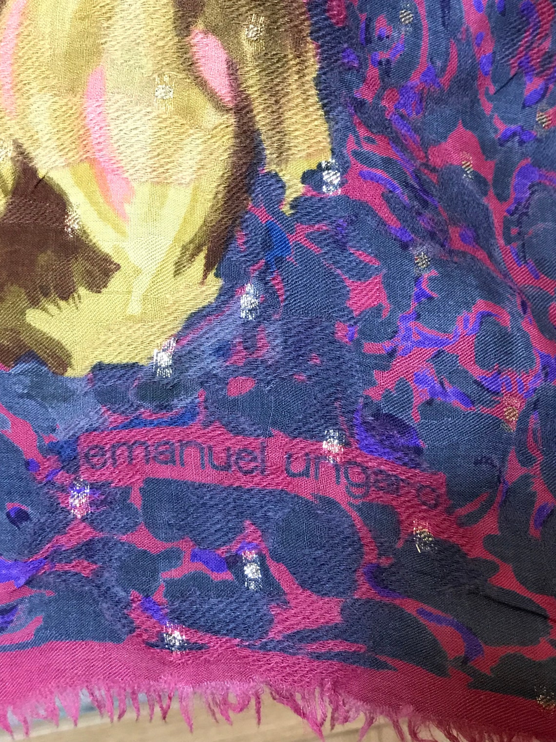 Emanuel Ungaro Shawl Bright Floral Tulip Print Art Red Purple Etsy Uk