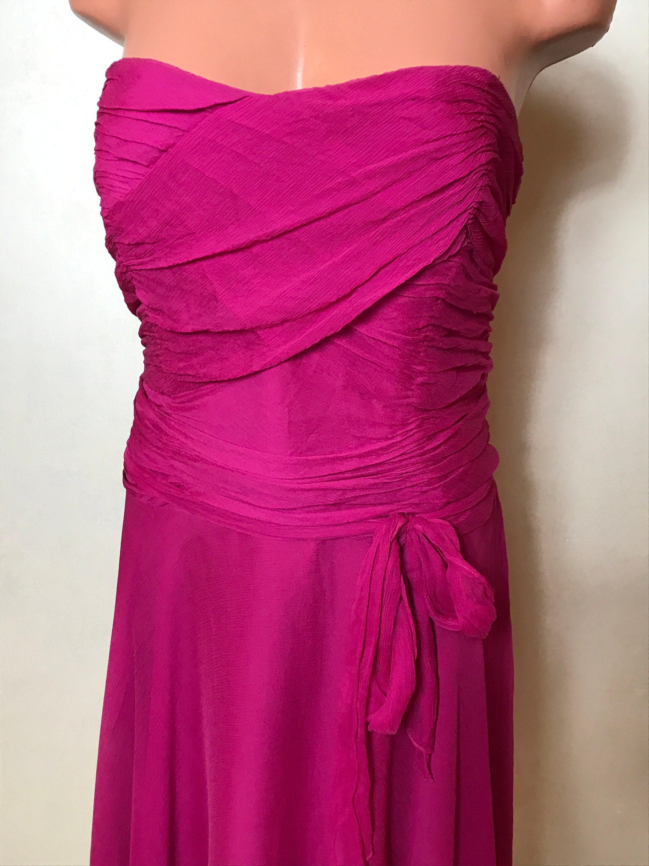 Pink Vintage 90s Dress Silk Fabric Fit and Flare Strapless - Etsy UK