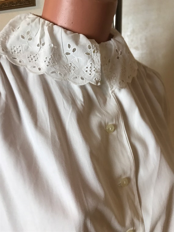 Cotton Vintage 80s Shirt, Women's Blouse, White Fabric