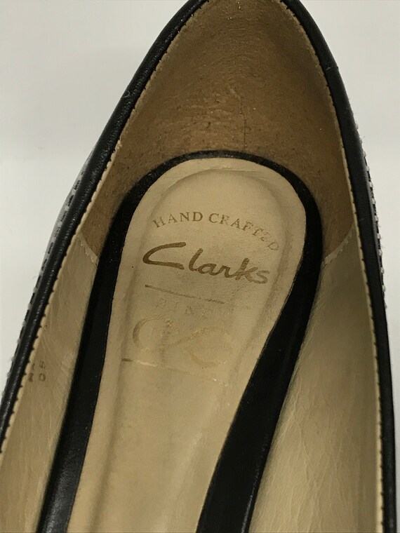 Vintage 90s wedge shoes, Clarks,  black leather m… - image 5