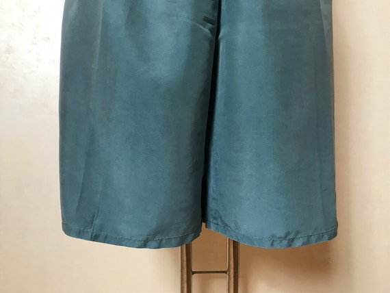 Silk vintage 80s shorts, unisex shorts, blue fabr… - image 5