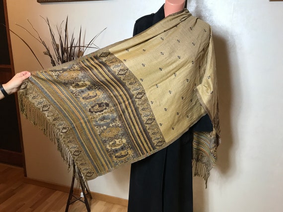 Vintage 90s scarf, women's autumn scarf, brown woo