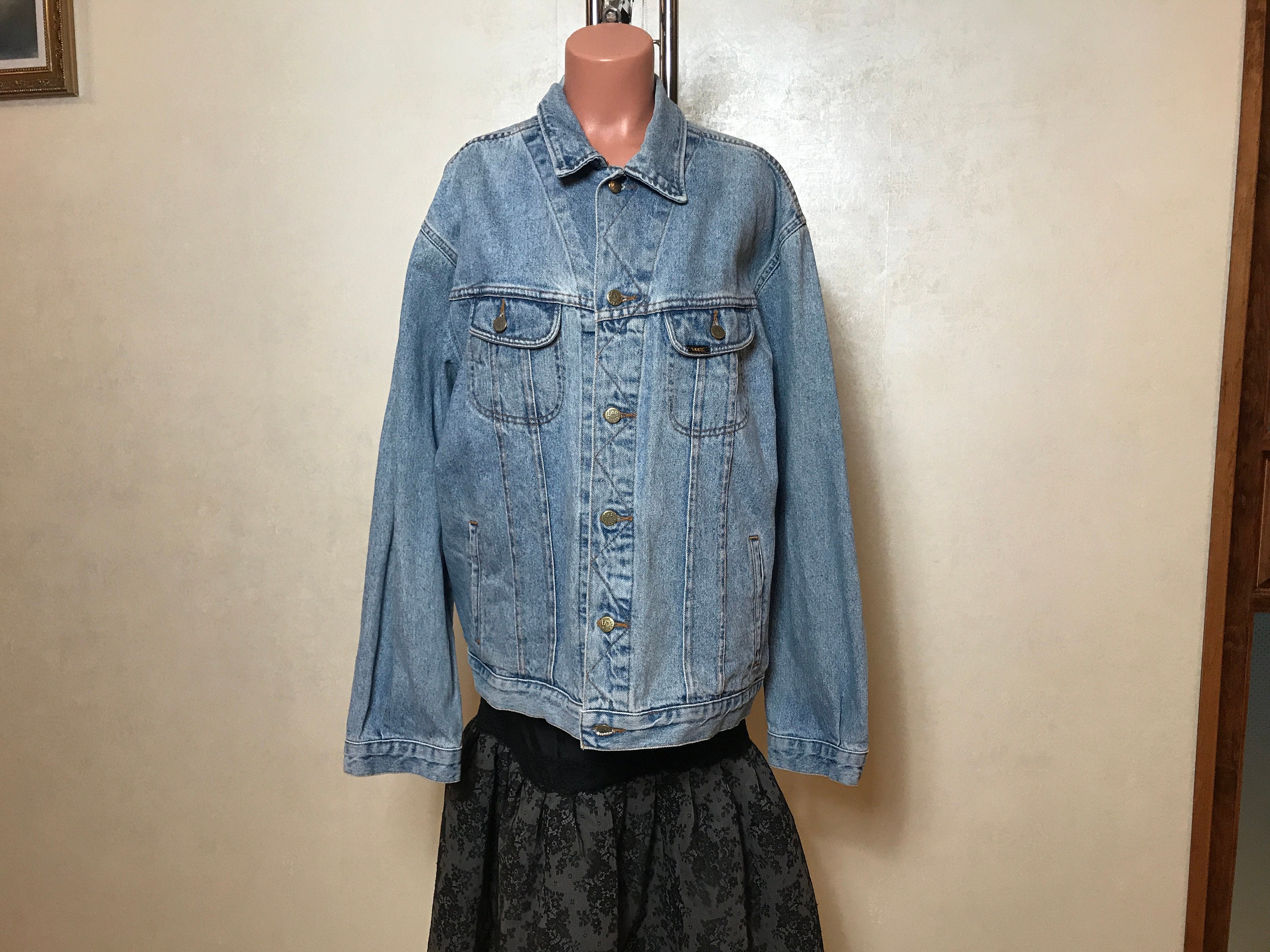 90s Lee Oversized Denim Trucker Jacket - Etsy