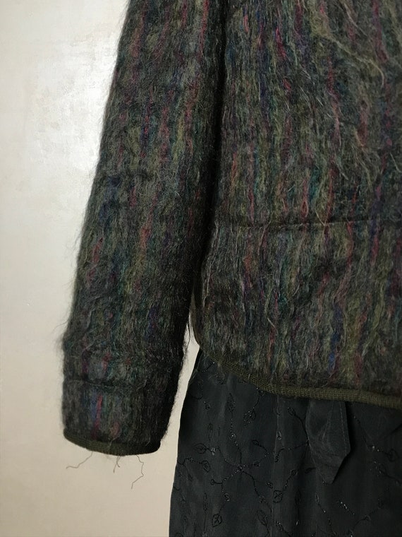 Women's vintage 80s jacket, wool and viscose, flu… - image 4