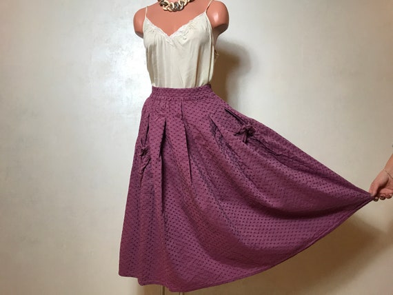 Purple Vintage Skirt Cotton and Silk Fabric Polka Dot | Etsy