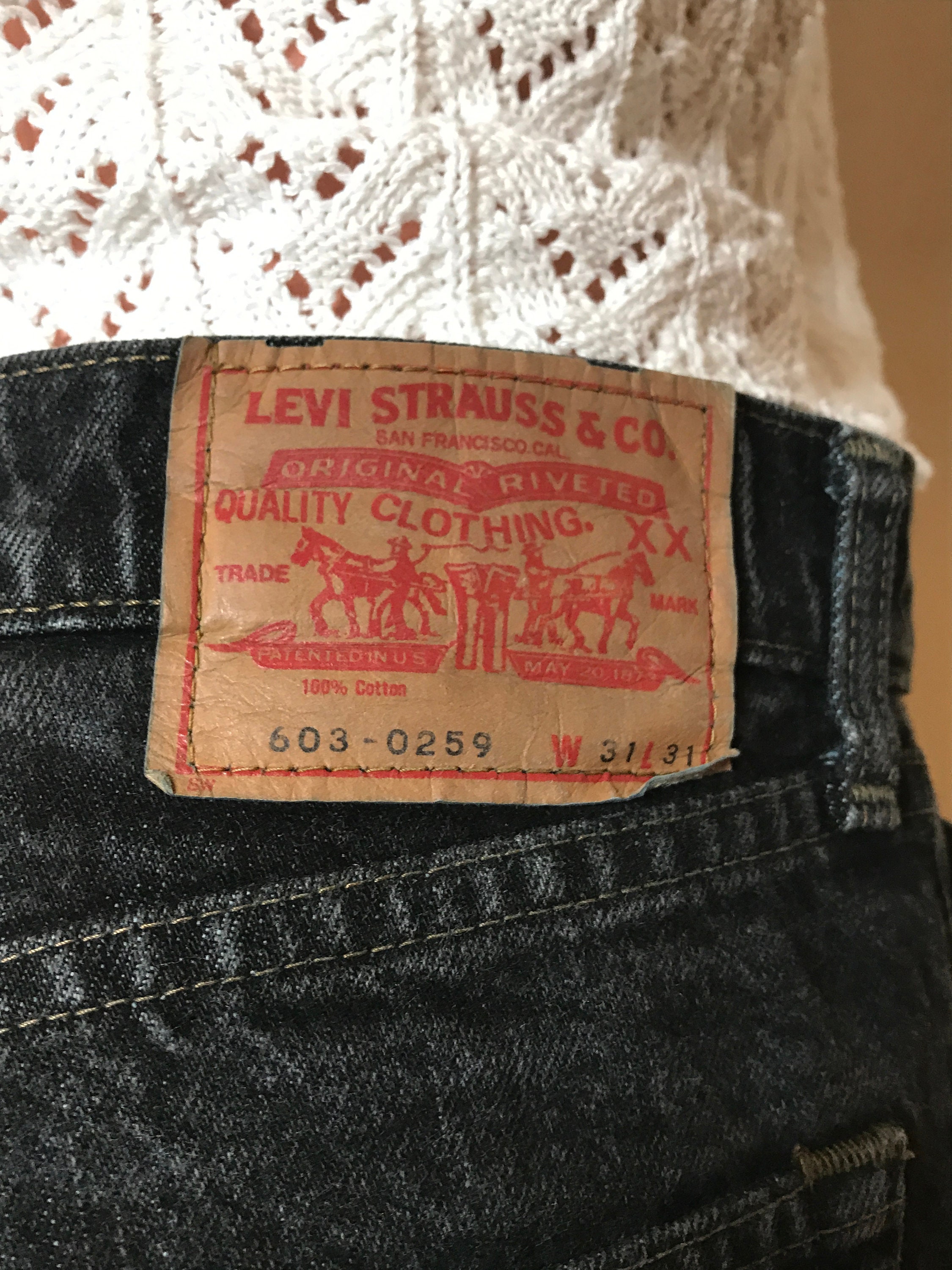 Vintage Levi's Jeans Dark Grey Denim Cotton Fabric - Etsy
