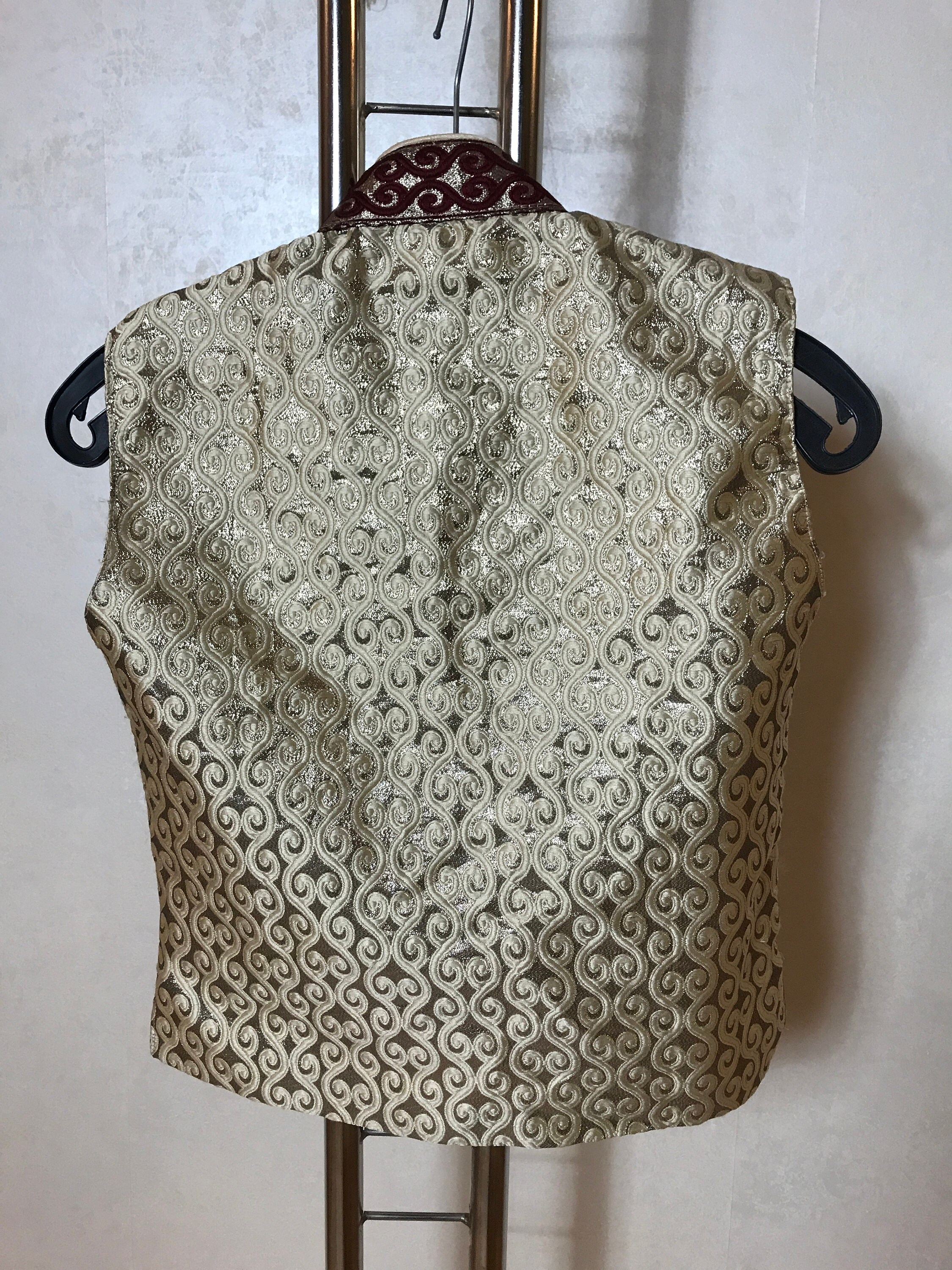 Ethnic Style Vintage Waistcoat Golden and Red Embroidery Etsy UK