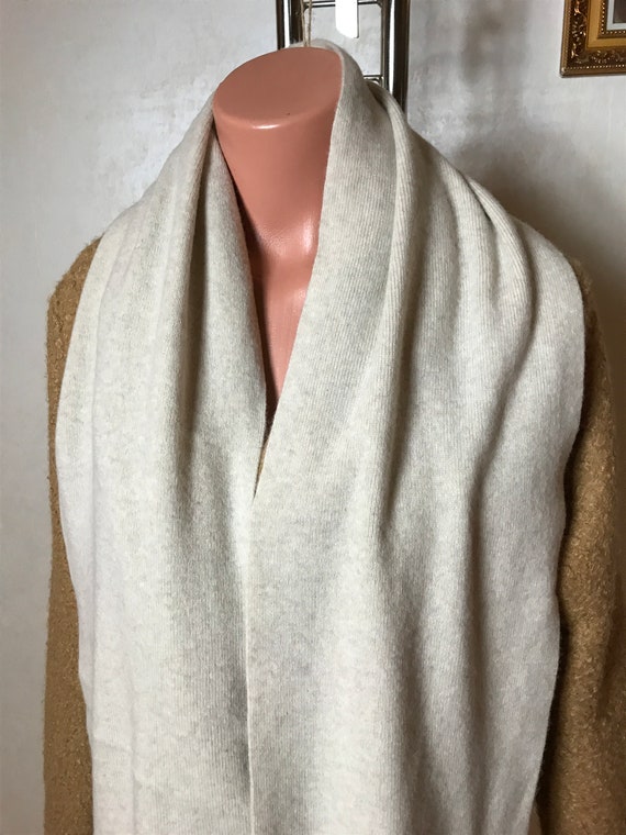 Ivory vintage 90s scarf, unisex scarf, wool, mini… - image 6