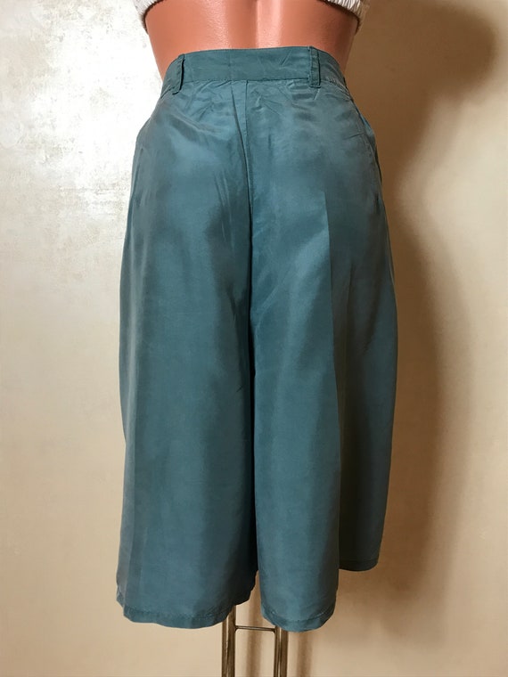 Silk vintage 80s shorts, unisex shorts, blue fabr… - image 8