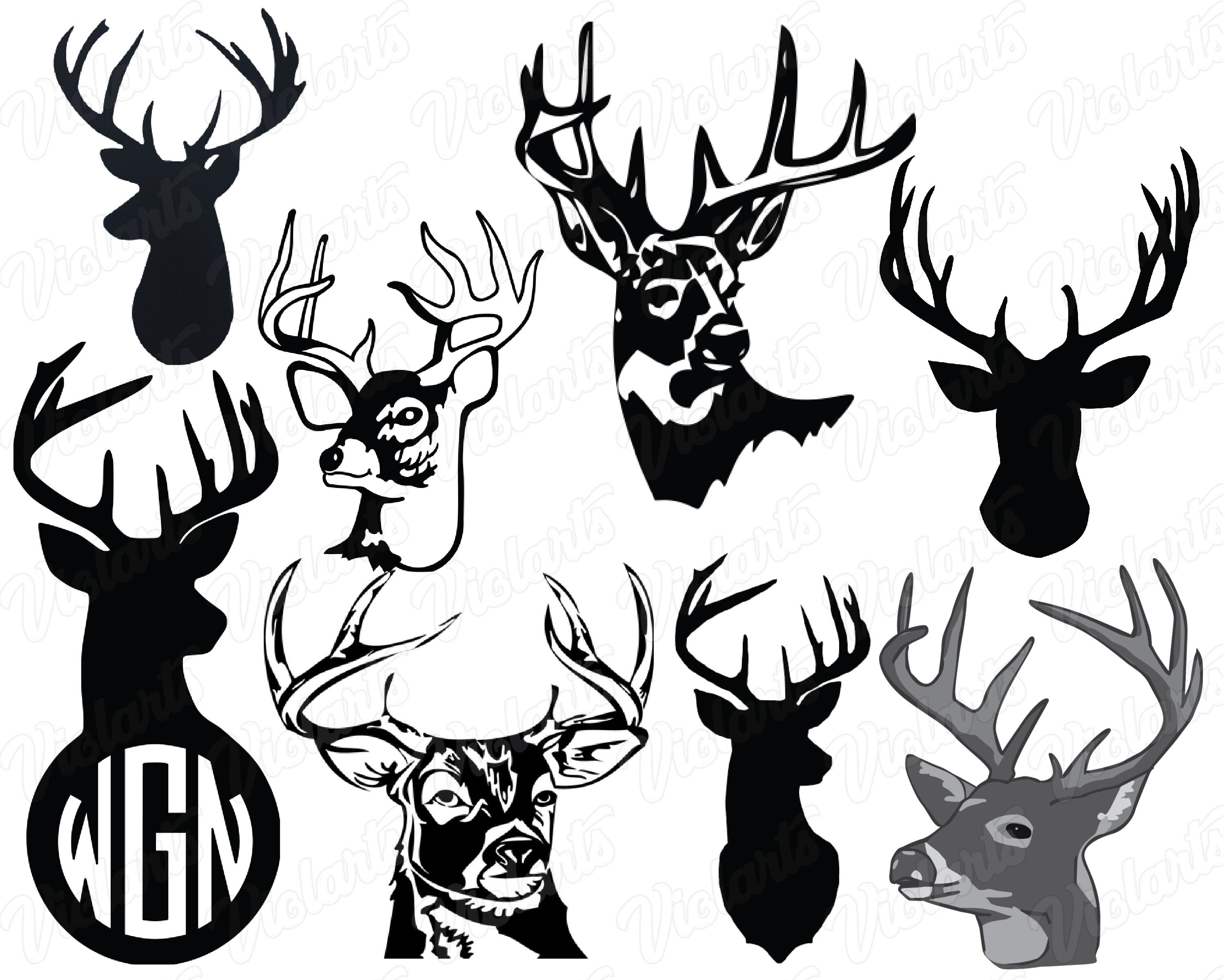 Download Deer head Svg Deer silhouette cutfiles Deer horns Svg Dxf ...