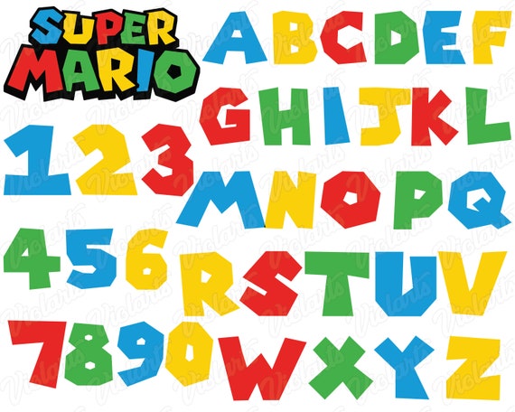 Super Mario Font Cut Files Mario Alphabet Svg Mario Bros Etsy