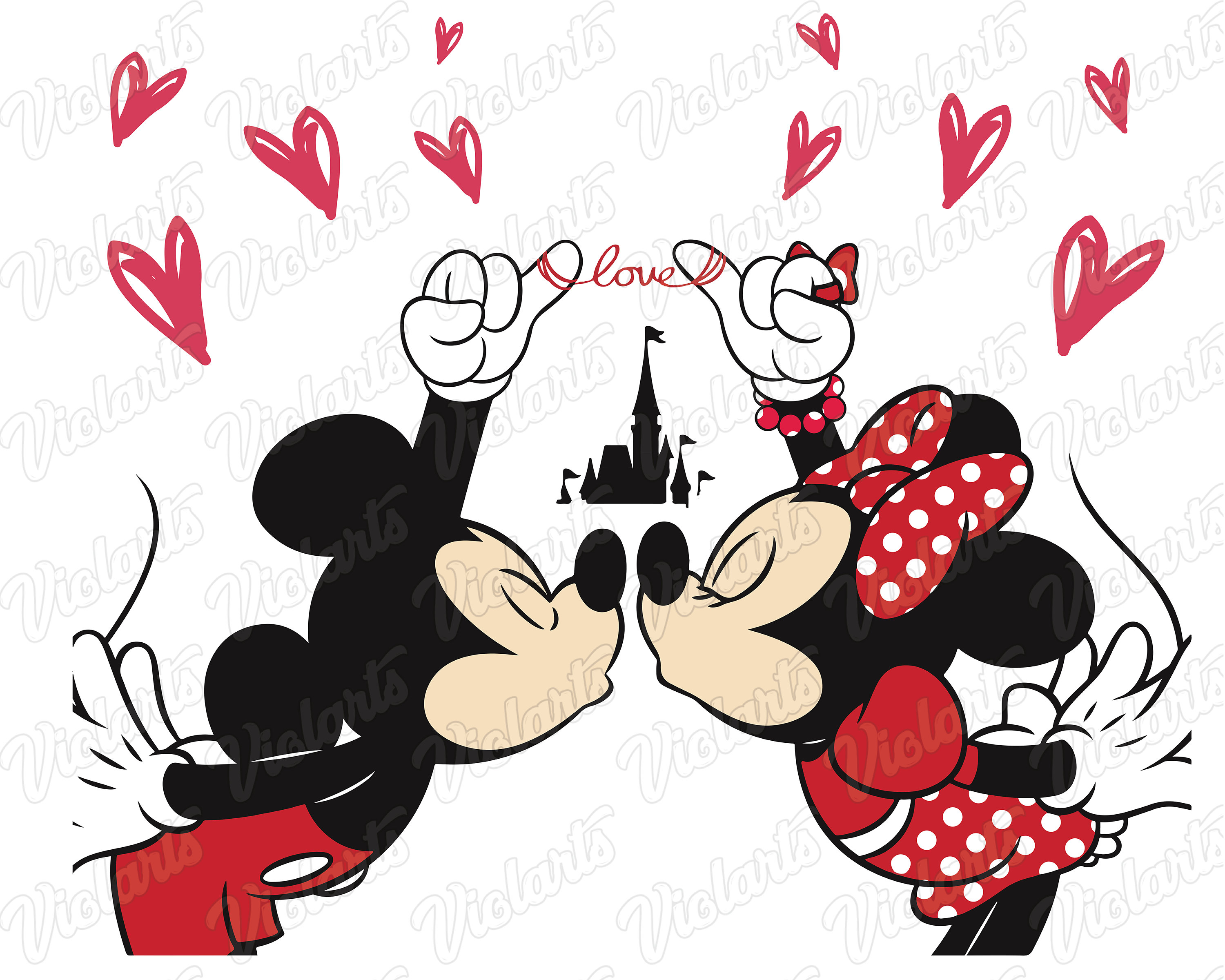 Mickey And Minnie Kissing SVG