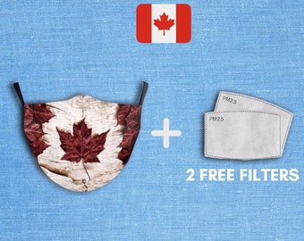 Reusable Washable Adjustable Face Mask Mouth Canada Day Strong Mask Canada Flag Maple Leaf Canadian Flag Valentines Gift for him or for her