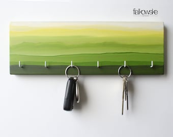 Keyboard “landscape design” green, hand-painted, handmade, landscape, keyboard, wooden bar, hook bar, jewelry hanger