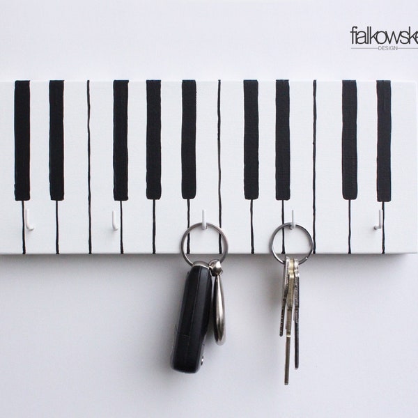 Clavier « Clavier » peint à la main, fait main, Hesse, clavier, barre en bois, barre à crochets, porte-bijoux, musique, piano