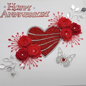 Art 3D de luxe fait main carte de voeux avec boîte-cadeau carte rubis anniversaire/anniversaire carte toute occasion maman et papa amour