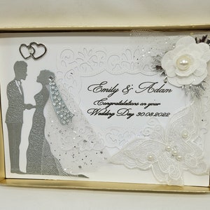 Personalised Romantic Wedding card for Special friends son and daughter-in-low! Handmade Wedding boxed card Bespoke gift card